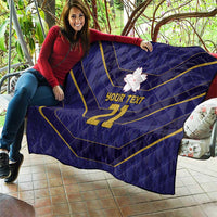 Japan Pacific Rugby 2022-23 Custom Quilt Blue Sakura Japanese Wave Pattern LT9 - Polynesian Pride