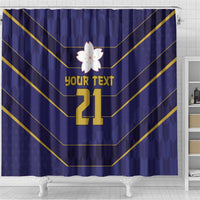 Japan Pacific Rugby 2022-23 Custom Shower Curtain Blue Sakura Japanese Wave Pattern