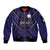 Japan Pacific Rugby 2022-23 Custom Sleeve Zip Bomber Jacket Blue Sakura Japanese Wave Pattern