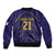 Japan Pacific Rugby 2022-23 Custom Sleeve Zip Bomber Jacket Blue Sakura Japanese Wave Pattern