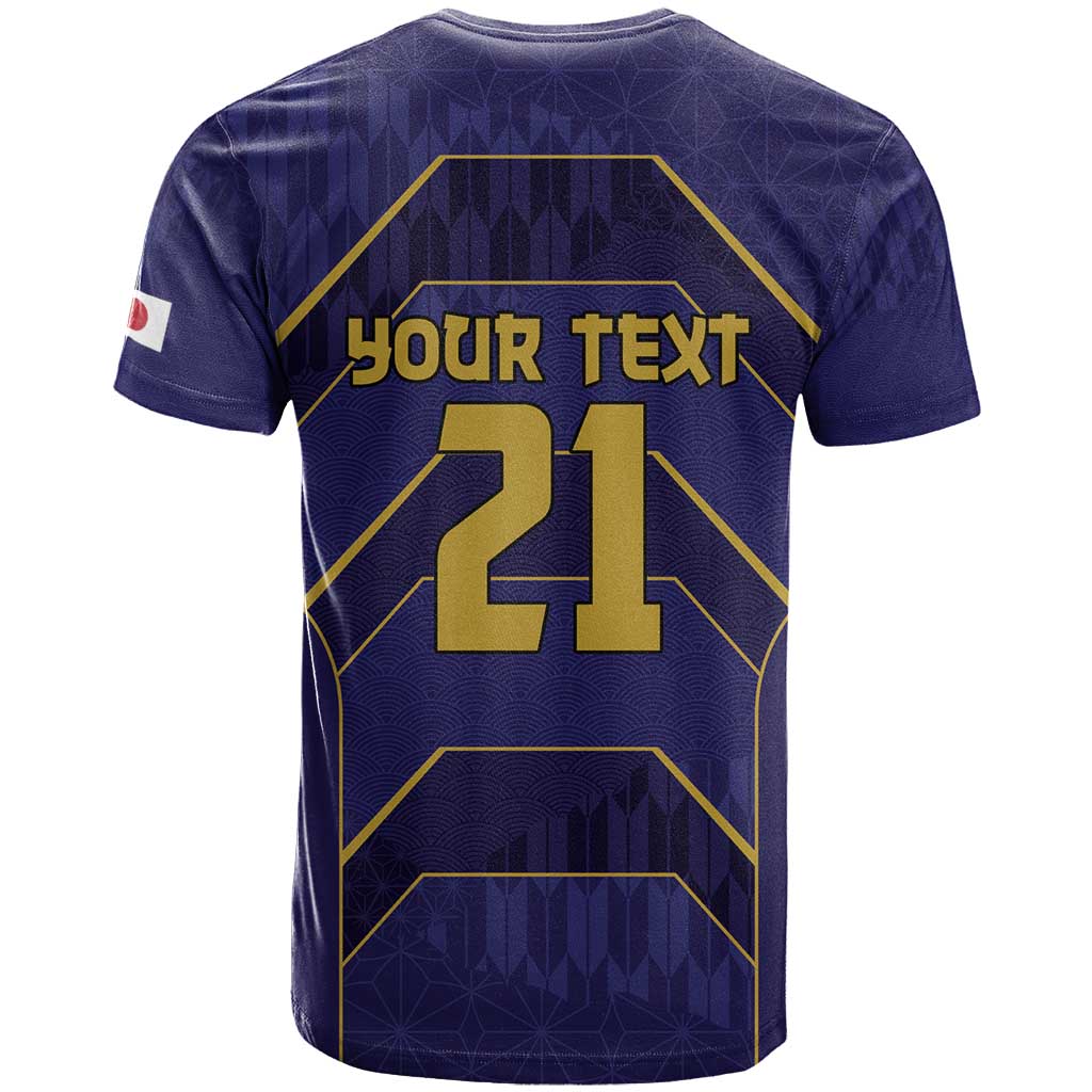 Japan Pacific Rugby 2022-23 Custom T Shirt Blue Sakura Japanese Wave Pattern