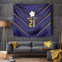 Japan Pacific Rugby 2022-23 Custom Tapestry Blue Sakura Japanese Wave Pattern