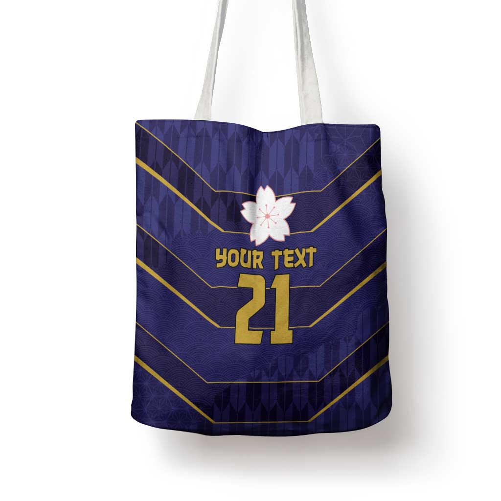 Japan Pacific Rugby 2022-23 Custom Tote Bag Blue Sakura Japanese Wave Pattern - Polynesian Pride