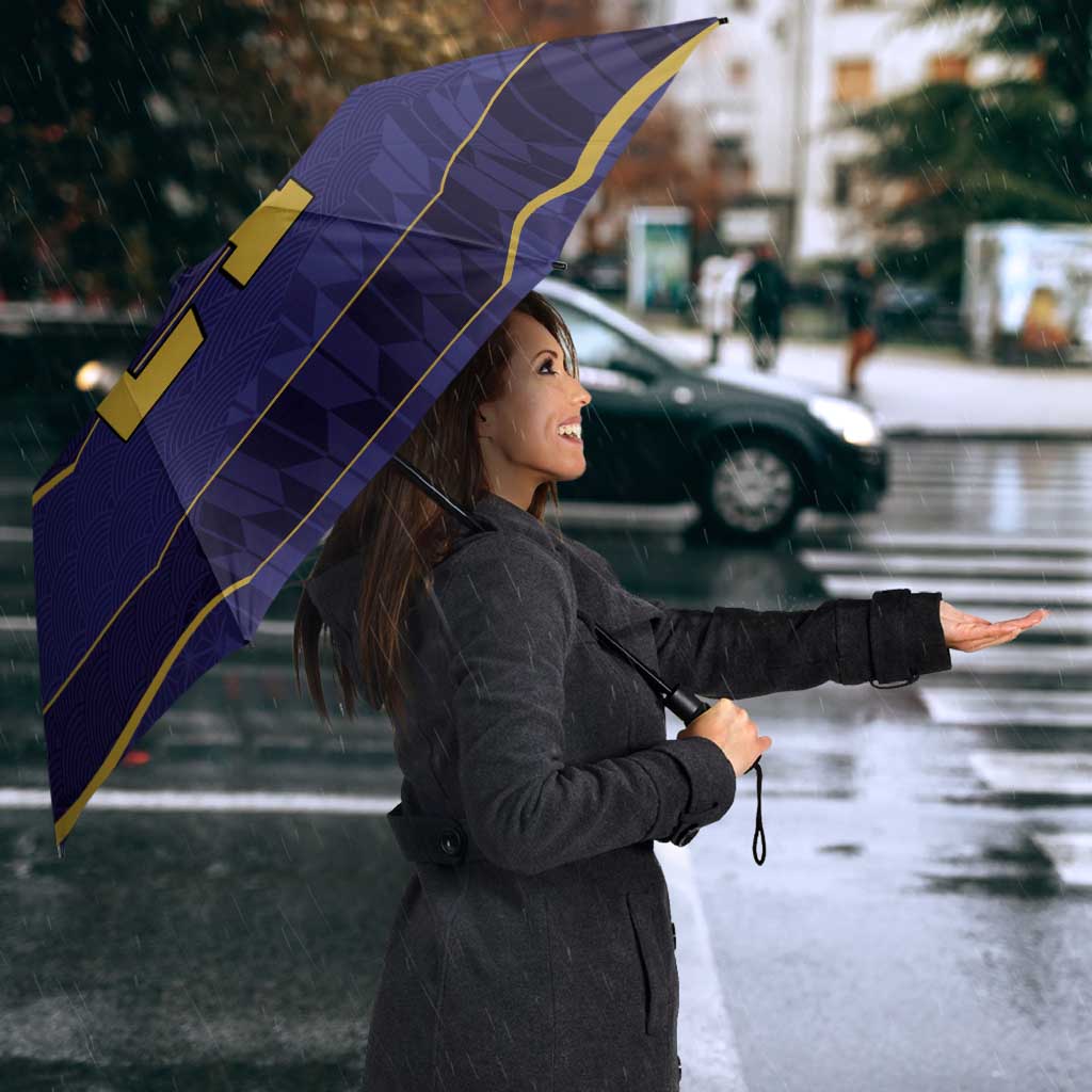 Japan Pacific Rugby 2022-23 Custom Umbrella Blue Sakura Japanese Wave Pattern - Polynesian Pride