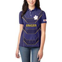 Japan Pacific Rugby 2022-23 Custom Women Polo Shirt Blue Sakura Japanese Wave Pattern