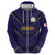Japan Pacific Rugby 2022-23 Custom Zip Hoodie Blue Sakura Japanese Wave Pattern