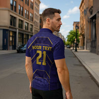 Japan Pacific Rugby 2022-23 Custom Zipper Polo Shirt Blue Sakura Japanese Wave Pattern - Polynesian Pride