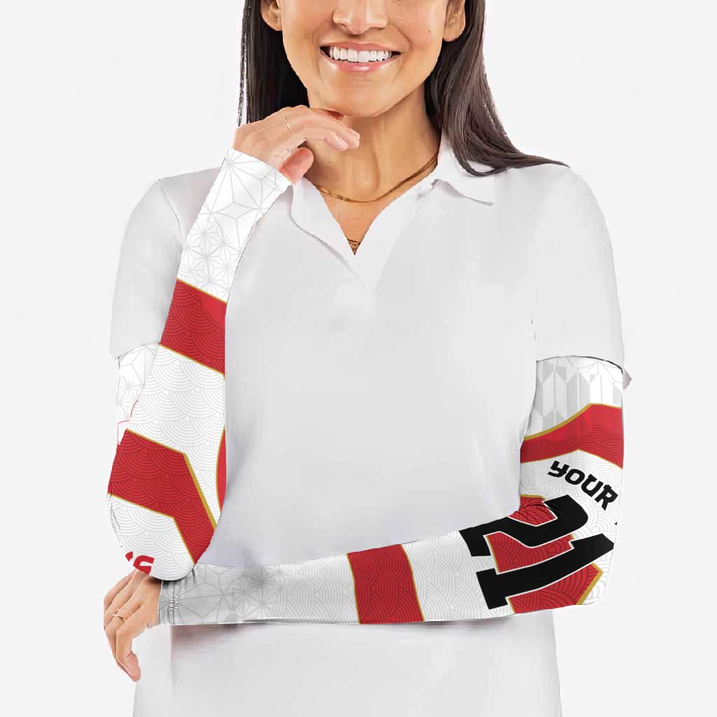 Japan Pacific Rugby 2022-23 Custom Arm Sleeves Red Sakura Japanese Wave Pattern - Polynesian Pride