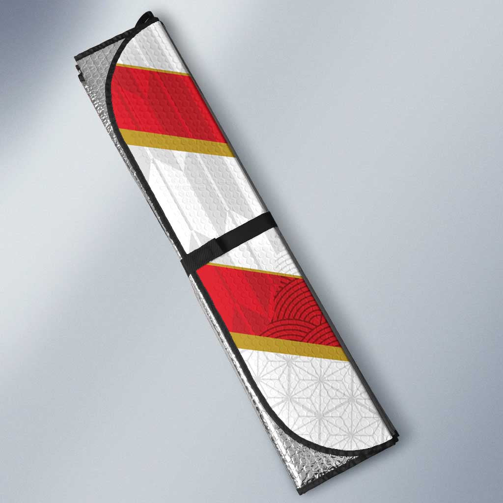 Japan Pacific Rugby 2022-23 Custom Auto Sun Shade Red Sakura Japanese Wave Pattern - Polynesian Pride