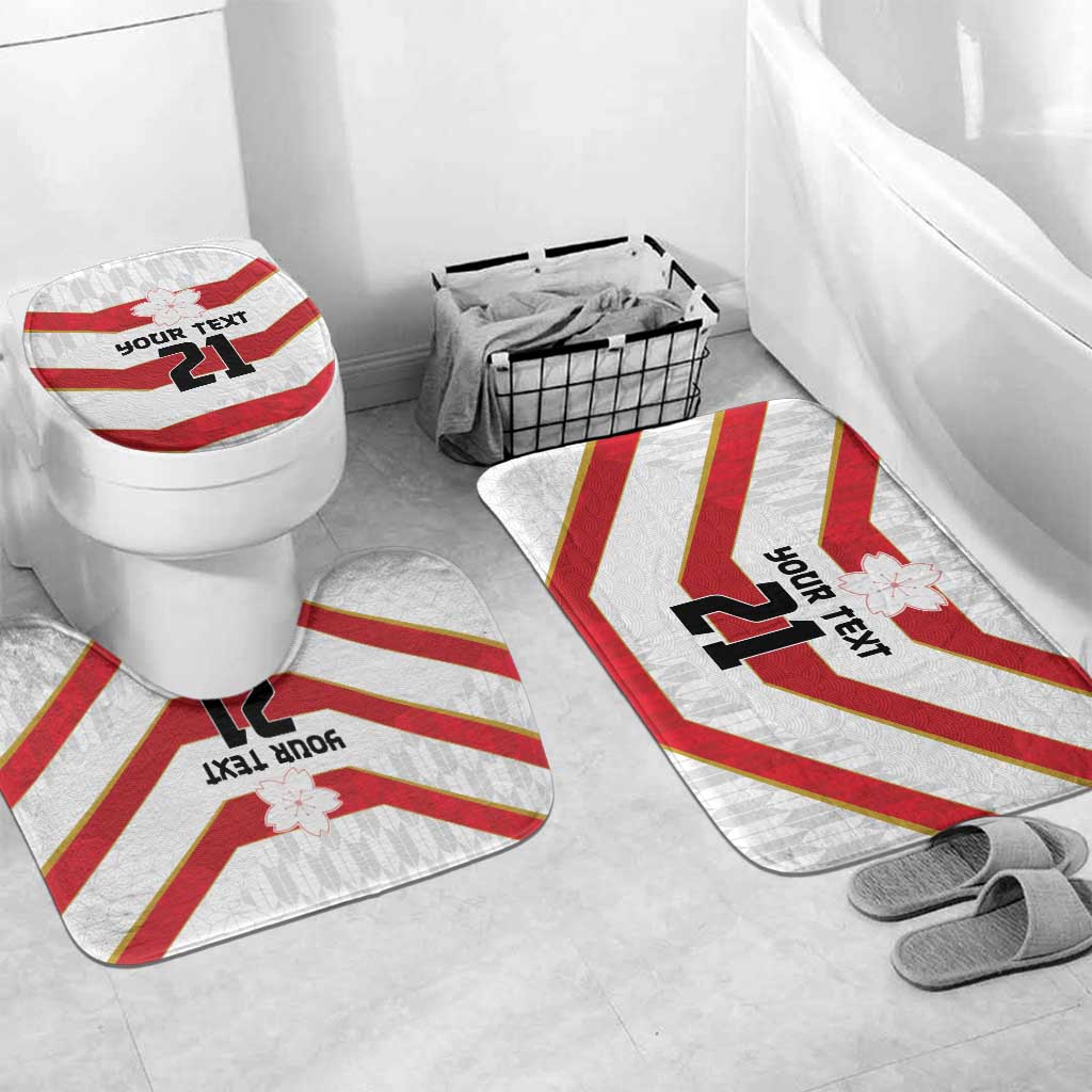 Japan Pacific Rugby 2022-23 Custom Bathroom Set Red Sakura Japanese Wave Pattern - Polynesian Pride