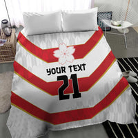 Japan Pacific Rugby 2022-23 Custom Bedding Set Red Sakura Japanese Wave Pattern