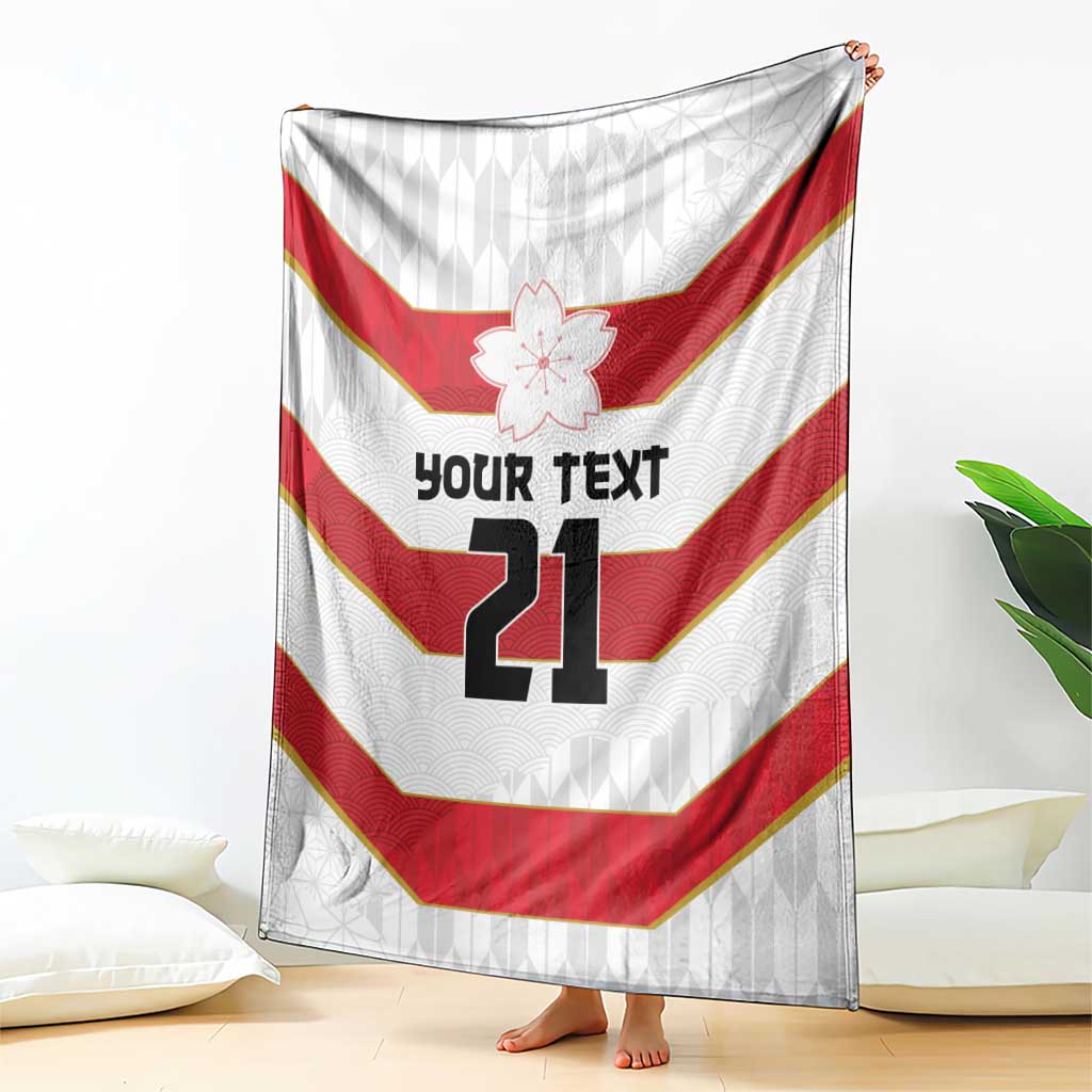 Japan Pacific Rugby 2022-23 Custom Blanket Red Sakura Japanese Wave Pattern