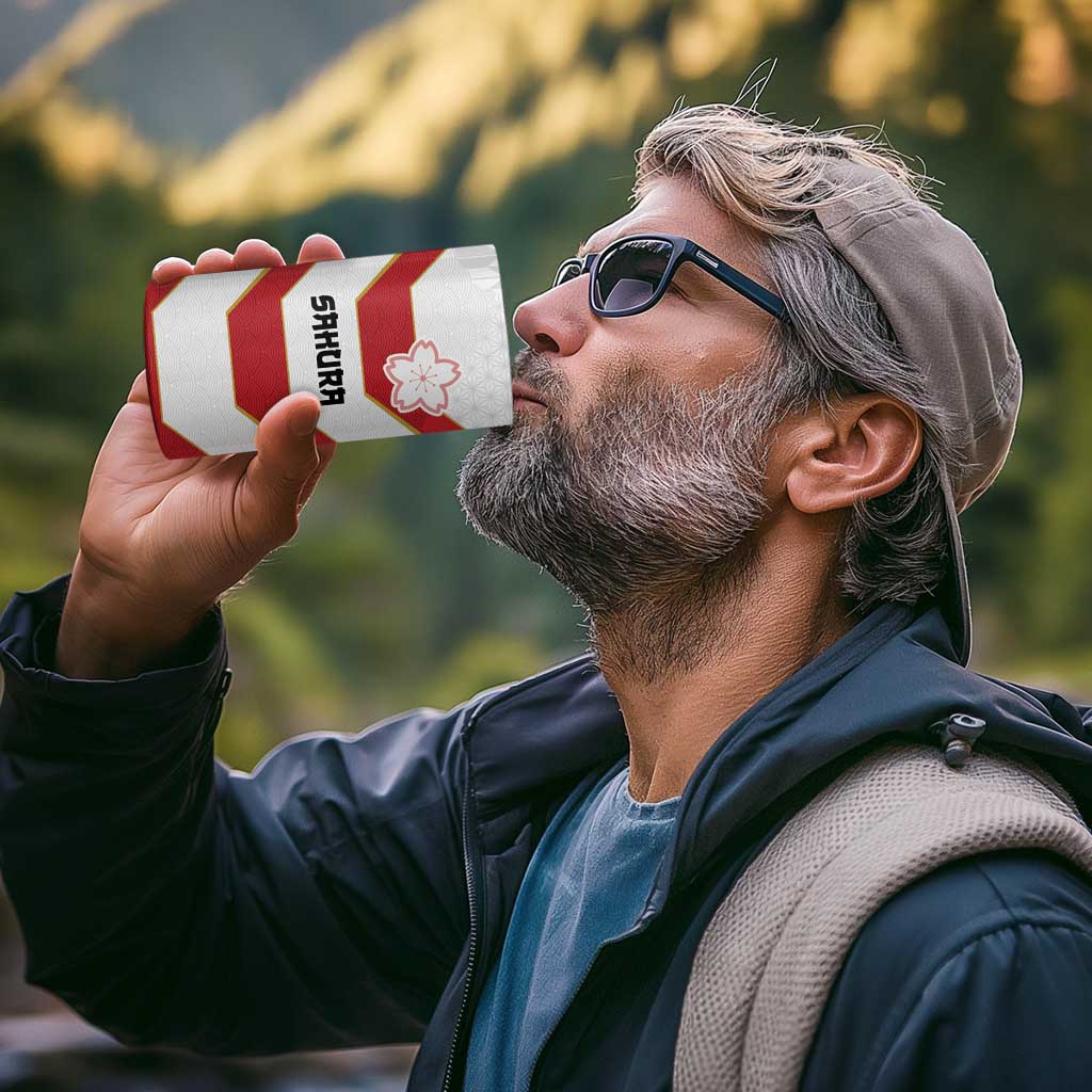 Japan Pacific Rugby 2022-23 Custom 4 in 1 Can Cooler Tumbler Red Sakura Japanese Wave Pattern