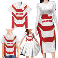 Japan Pacific Rugby 2022-23 Custom Family Matching Long Sleeve Bodycon Dress and Hawaiian Shirt Red Sakura Japanese Wave Pattern LT9 - Polynesian Pride