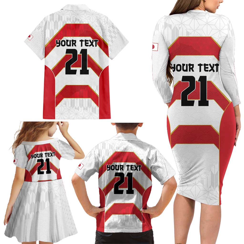 Japan Pacific Rugby 2022-23 Custom Family Matching Long Sleeve Bodycon Dress and Hawaiian Shirt Red Sakura Japanese Wave Pattern LT9 - Polynesian Pride