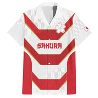 Japan Pacific Rugby 2022-23 Custom Family Matching Long Sleeve Bodycon Dress and Hawaiian Shirt Red Sakura Japanese Wave Pattern LT9 Dad's Shirt - Short Sleeve Red - Polynesian Pride
