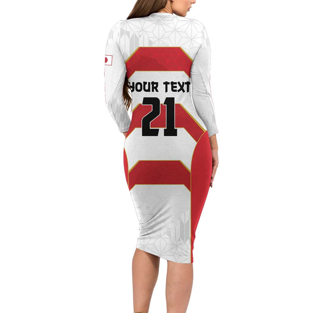 Japan Pacific Rugby 2022-23 Custom Family Matching Long Sleeve Bodycon Dress and Hawaiian Shirt Red Sakura Japanese Wave Pattern LT9 - Polynesian Pride