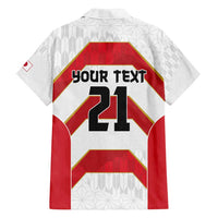 Japan Pacific Rugby 2022-23 Custom Family Matching Off Shoulder Short Dress and Hawaiian Shirt Red Sakura Japanese Wave Pattern