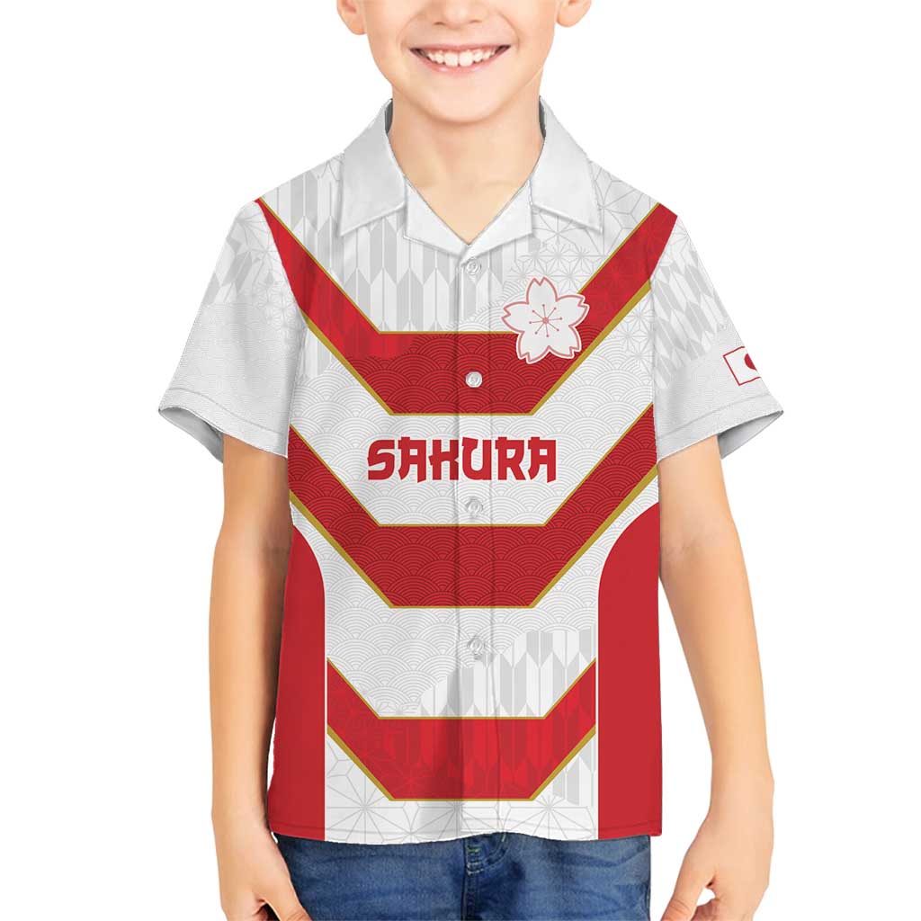 Japan Pacific Rugby 2022-23 Custom Family Matching Off Shoulder Short Dress and Hawaiian Shirt Red Sakura Japanese Wave Pattern