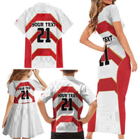 Japan Pacific Rugby 2022-23 Custom Family Matching Short Sleeve Bodycon Dress and Hawaiian Shirt Red Sakura Japanese Wave Pattern LT9 - Polynesian Pride