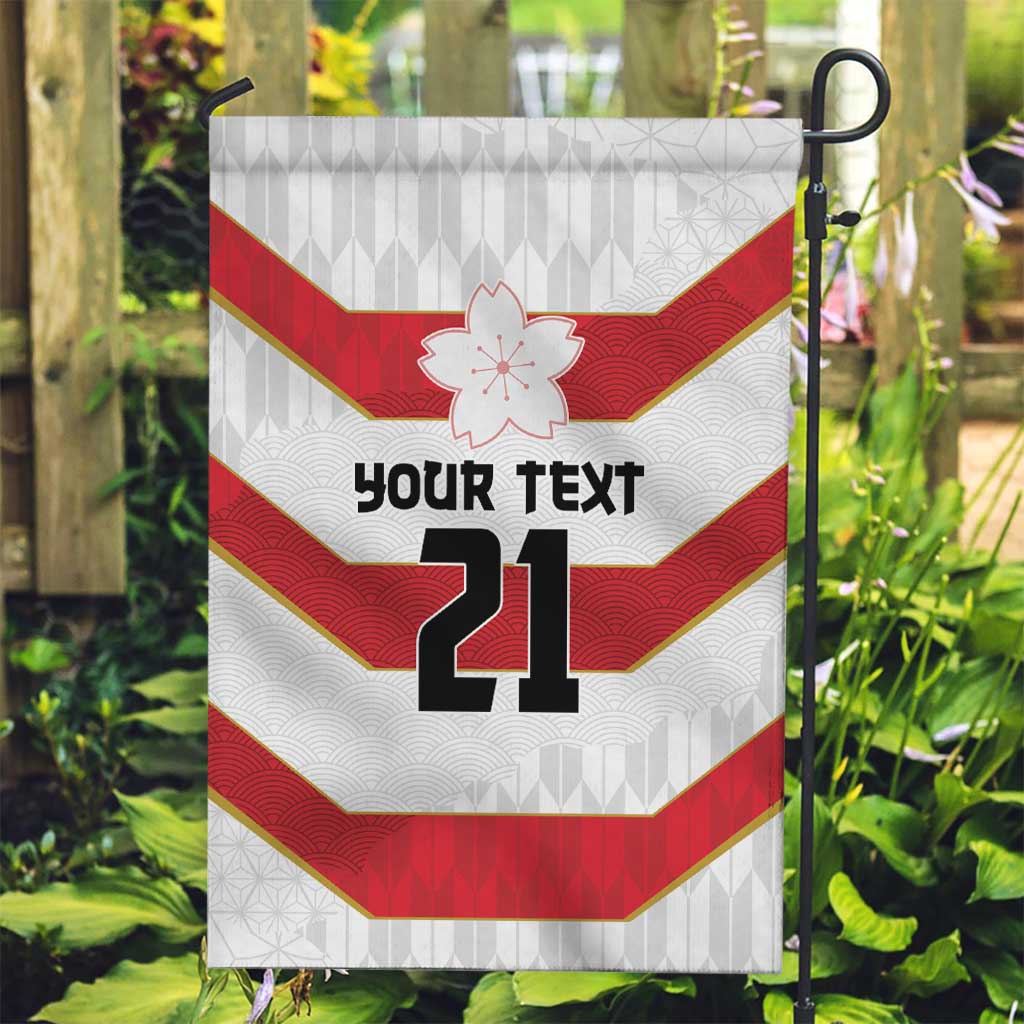 Japan Pacific Rugby 2022-23 Custom Garden Flag Red Sakura Japanese Wave Pattern