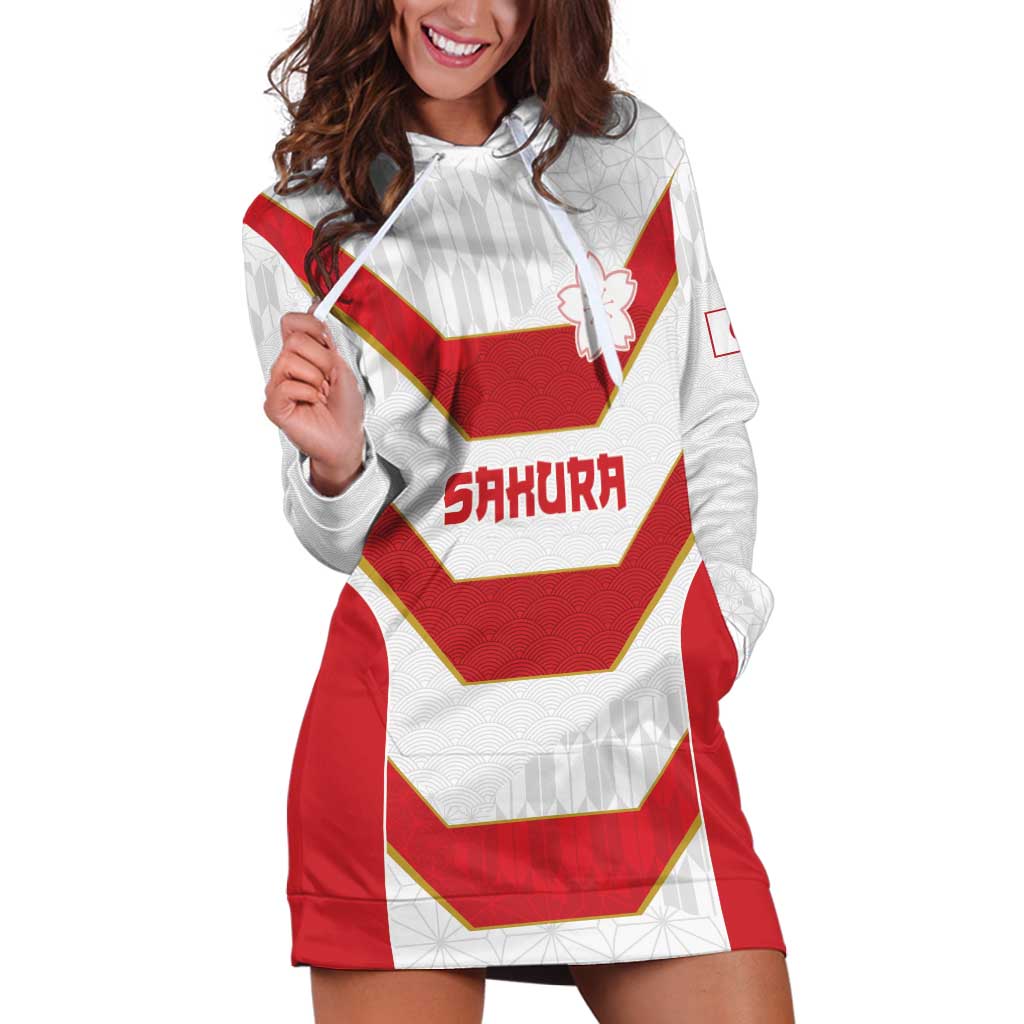 Japan Pacific Rugby 2022-23 Custom Hoodie Dress Red Sakura Japanese Wave Pattern