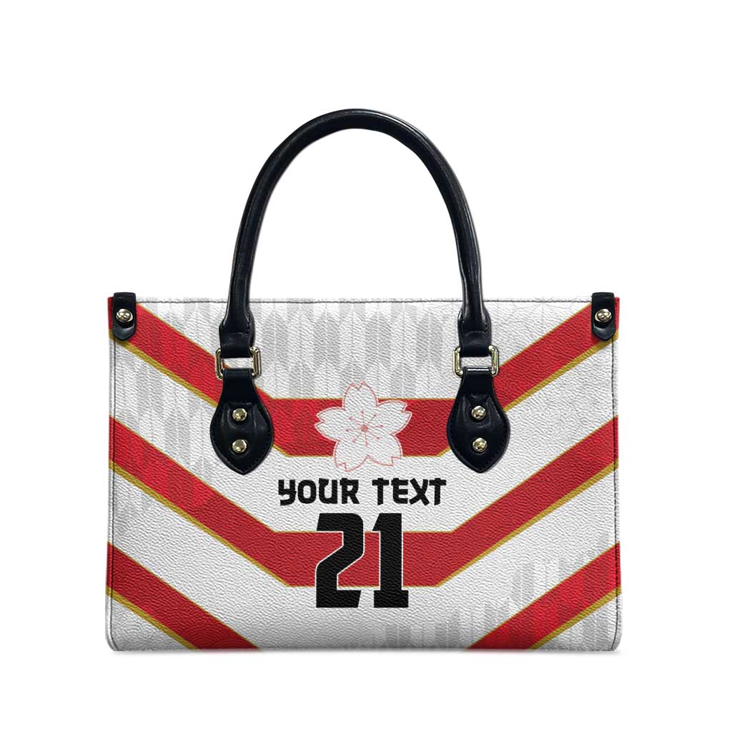 Japan Pacific Rugby 2022-23 Custom Leather Bag Red Sakura Japanese Wave Pattern - Polynesian Pride