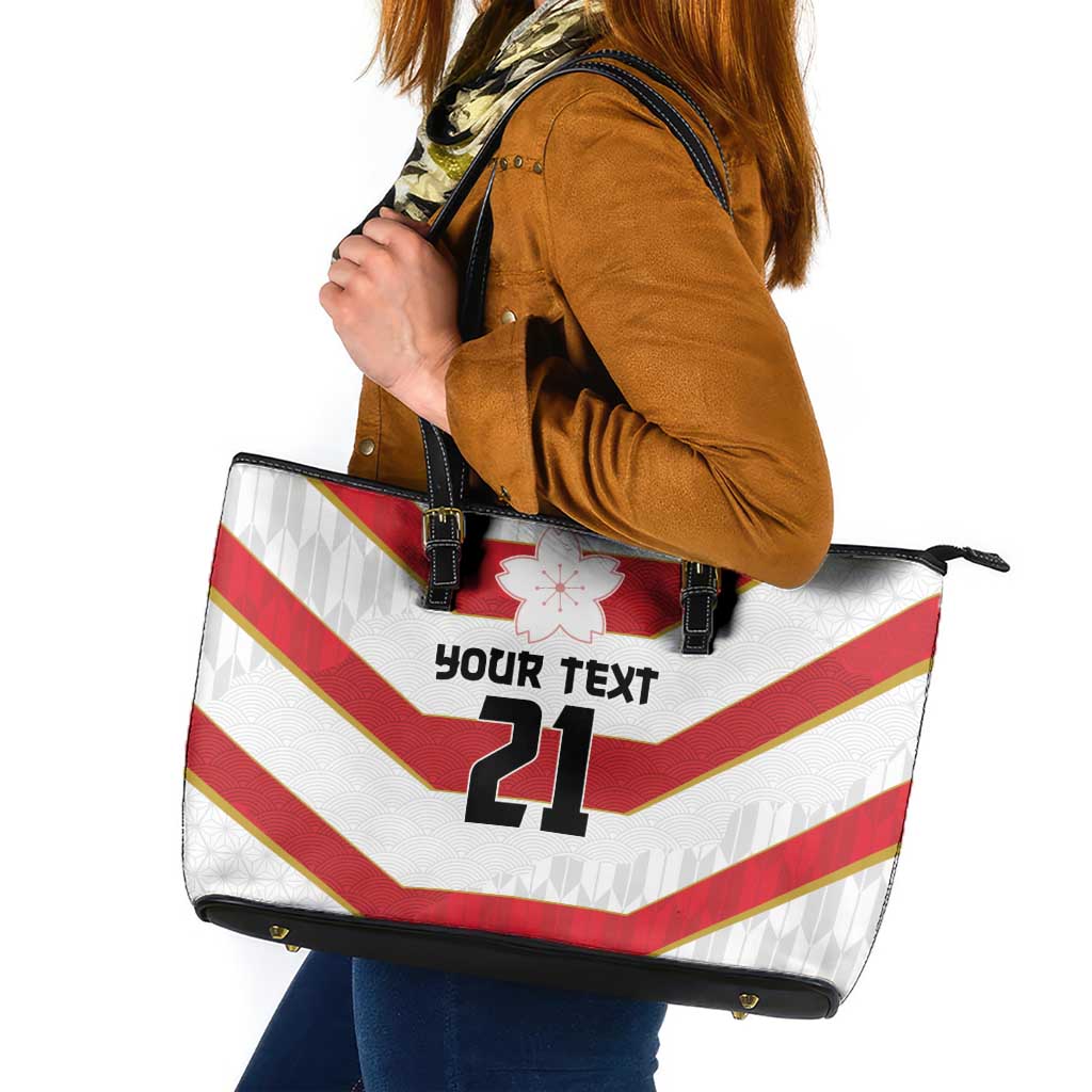 Japan Pacific Rugby 2022-23 Custom Leather Tote Bag Red Sakura Japanese Wave Pattern LT9 Red - Polynesian Pride