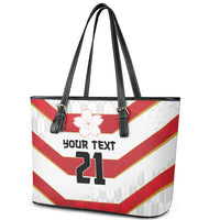 Japan Pacific Rugby 2022-23 Custom Leather Tote Bag Red Sakura Japanese Wave Pattern LT9 - Polynesian Pride