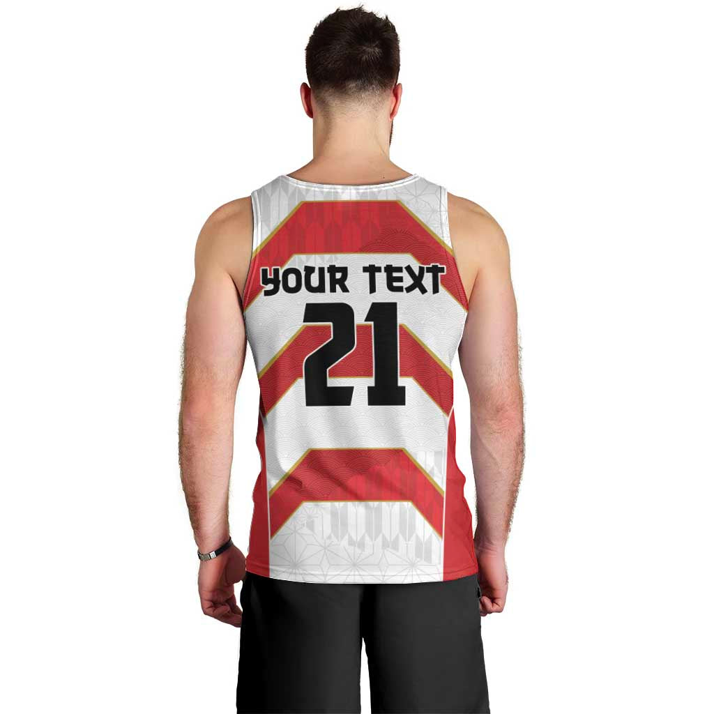 Japan Pacific Rugby 2022-23 Custom Men Tank Top Red Sakura Japanese Wave Pattern