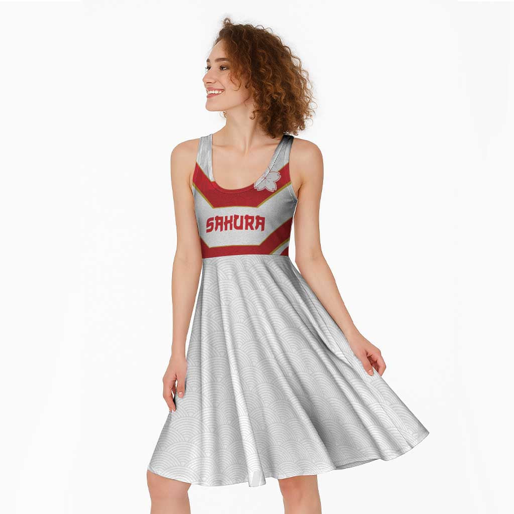 Japan Pacific Rugby 2022-23 Custom Midi Dress Red Sakura Japanese Wave Pattern - Polynesian Pride