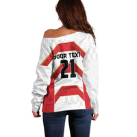 Japan Pacific Rugby 2022-23 Custom Off Shoulder Sweater Red Sakura Japanese Wave Pattern LT9 - Polynesian Pride