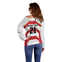 Japan Pacific Rugby 2022-23 Custom Off Shoulder Sweater Red Sakura Japanese Wave Pattern LT9 - Polynesian Pride