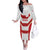 Japan Pacific Rugby 2022-23 Custom Off The Shoulder Long Sleeve Dress Red Sakura Japanese Wave Pattern
