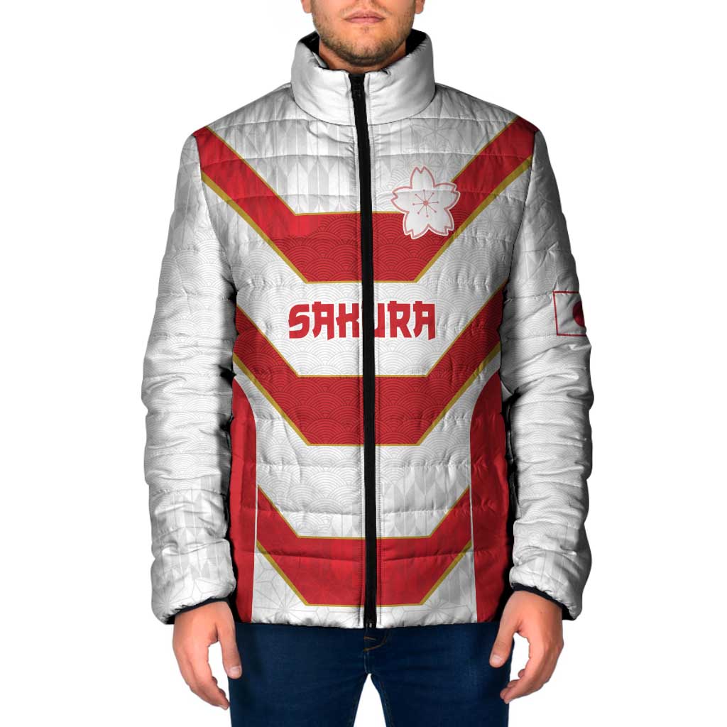 Japan Pacific Rugby 2022-23 Custom Padded Jacket Red Sakura Japanese Wave Pattern - Polynesian Pride