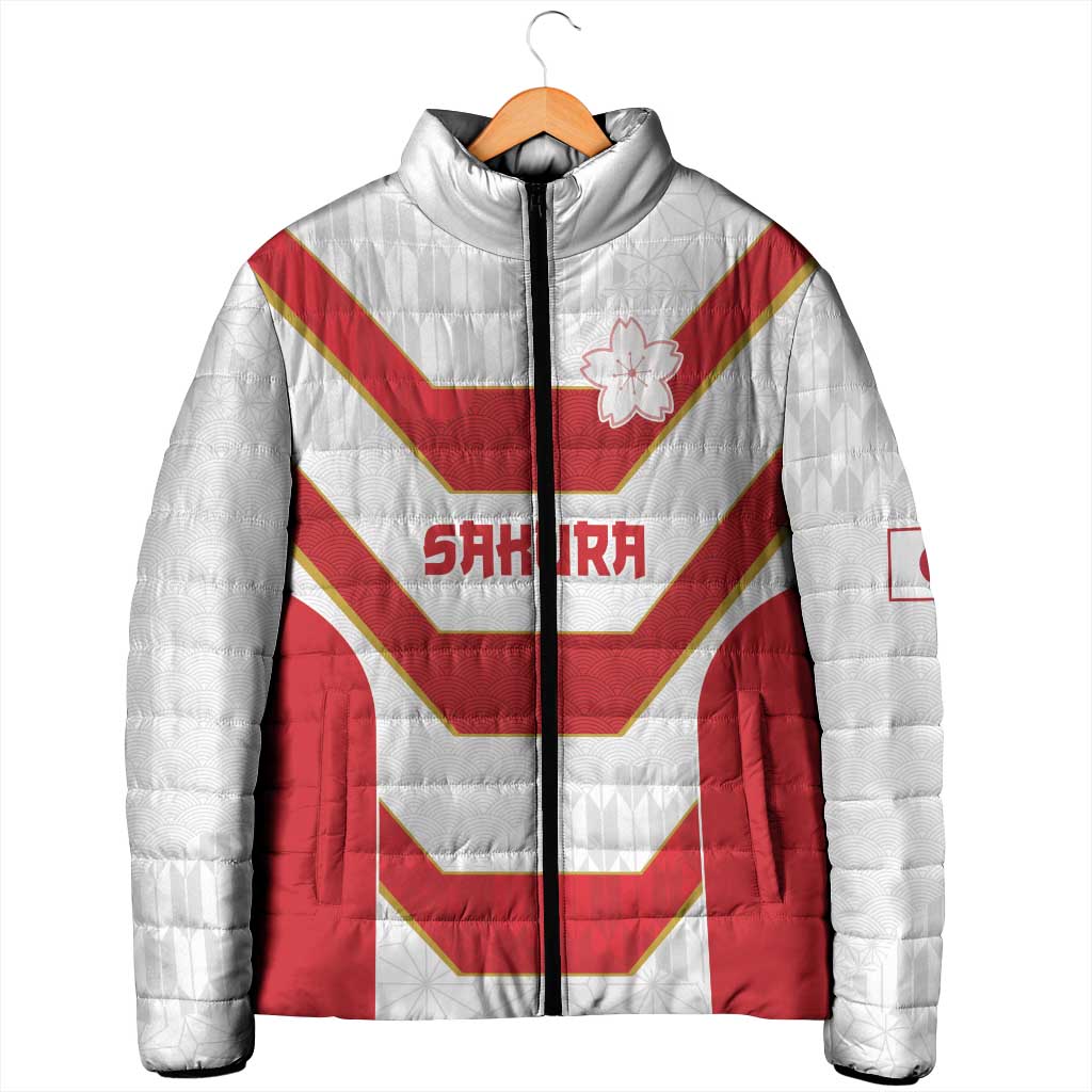Japan Pacific Rugby 2022-23 Custom Padded Jacket Red Sakura Japanese Wave Pattern - Polynesian Pride