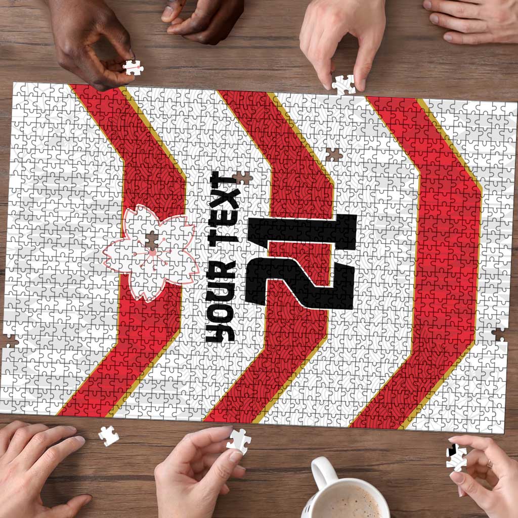 Japan Pacific Rugby 2022-23 Custom Puzzle Red Sakura Japanese Wave Pattern - Polynesian Pride