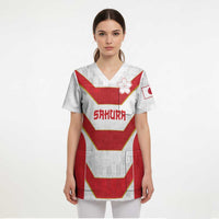 Japan Pacific Rugby 2022-23 Custom Scrub Top Red Sakura Japanese Wave Pattern - Polynesian Pride