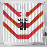 Japan Pacific Rugby 2022-23 Custom Shower Curtain Red Sakura Japanese Wave Pattern