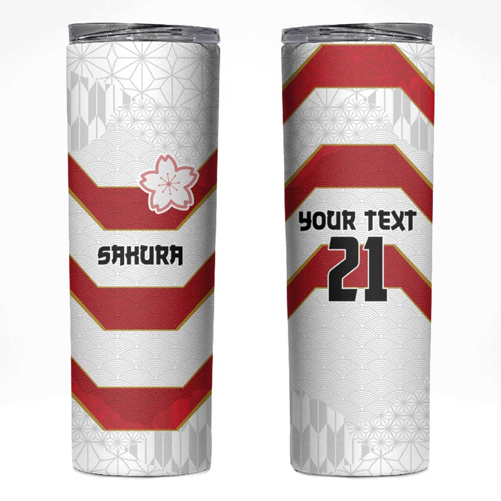 Japan Pacific Rugby 2022-23 Custom Skinny Tumbler Red Sakura Japanese Wave Pattern