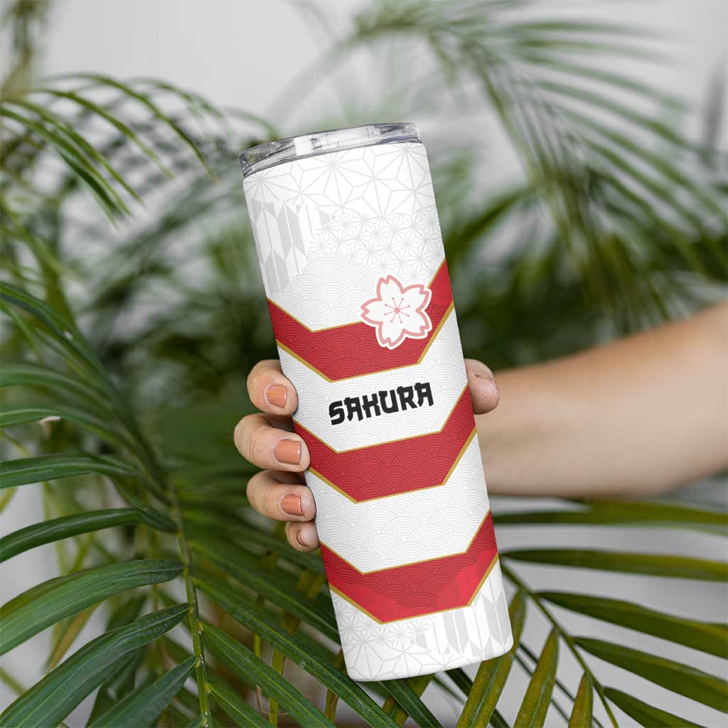 Japan Pacific Rugby 2022-23 Custom Skinny Tumbler Red Sakura Japanese Wave Pattern