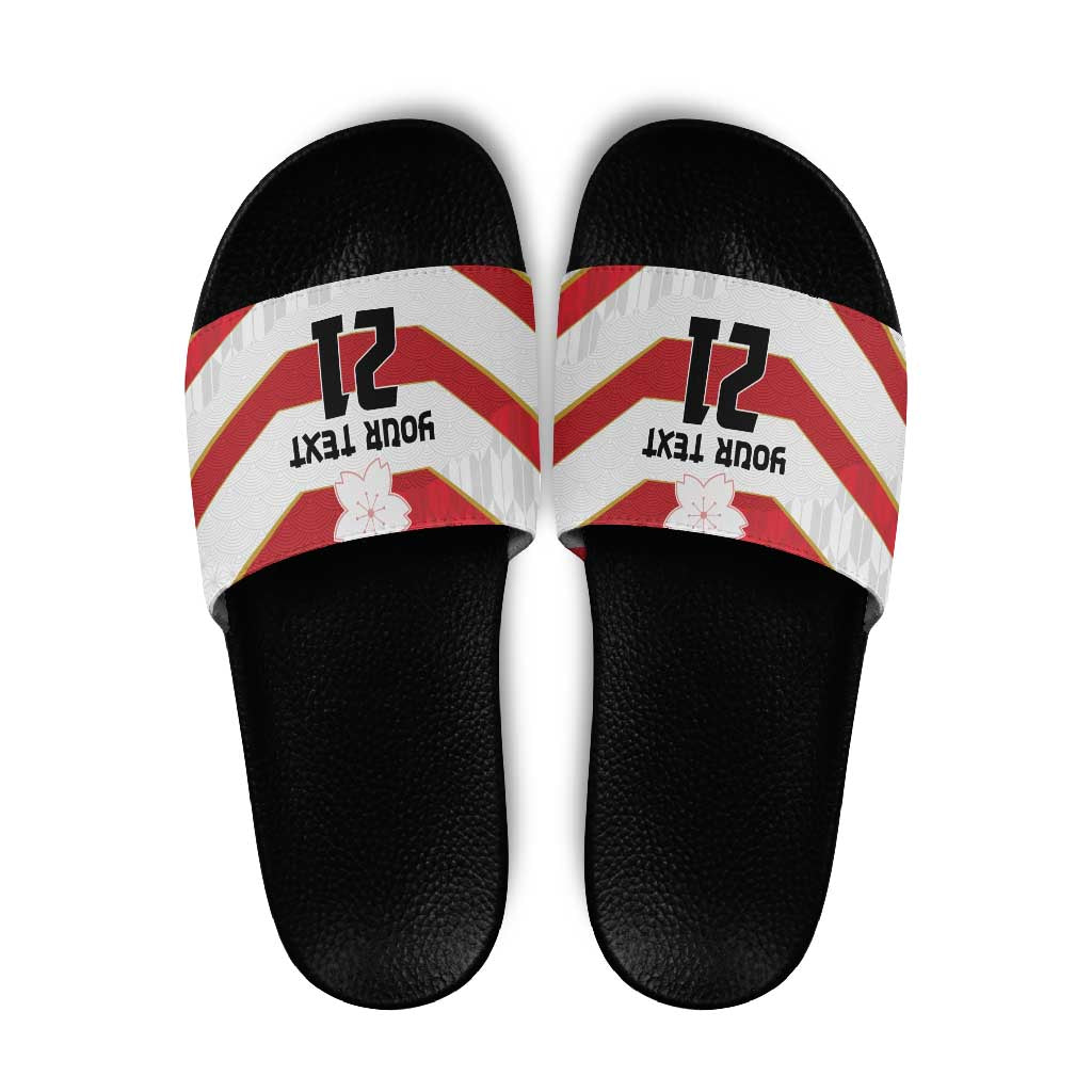 Japan Pacific Rugby 2022-23 Custom Slide Sandals Red Sakura Japanese Wave Pattern - Polynesian Pride