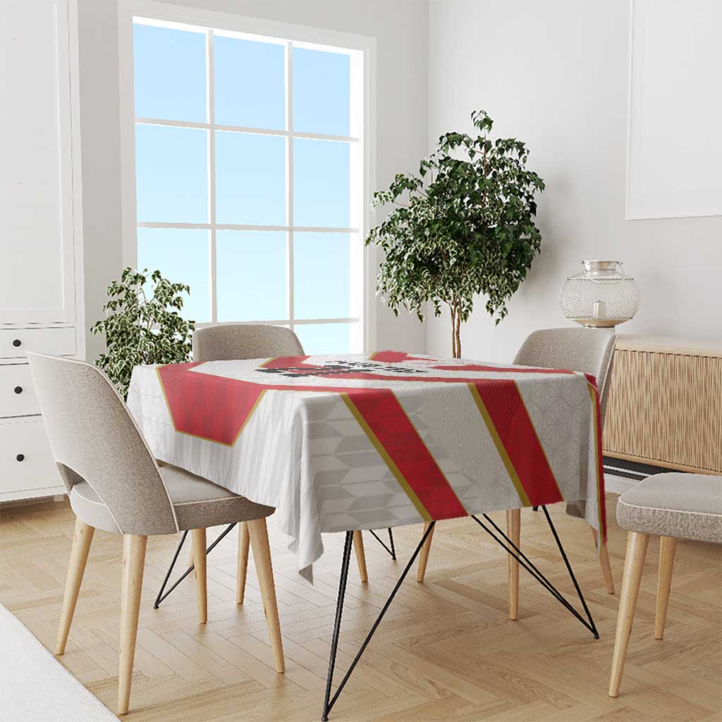 Japan Pacific Rugby 2022-23 Custom Tablecloth Red Sakura Japanese Wave Pattern