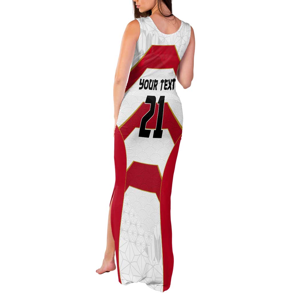 Japan Pacific Rugby 2022-23 Custom Tank Maxi Dress Red Sakura Japanese Wave Pattern