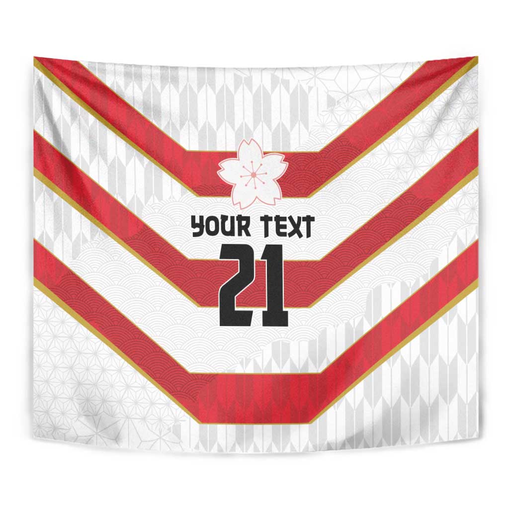 Japan Pacific Rugby 2022-23 Custom Tapestry Red Sakura Japanese Wave Pattern