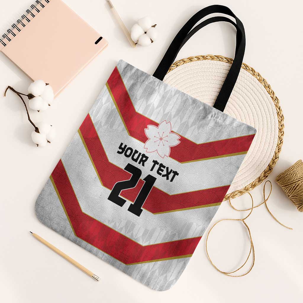 Japan Pacific Rugby 2022-23 Custom Tote Bag Red Sakura Japanese Wave Pattern - Polynesian Pride