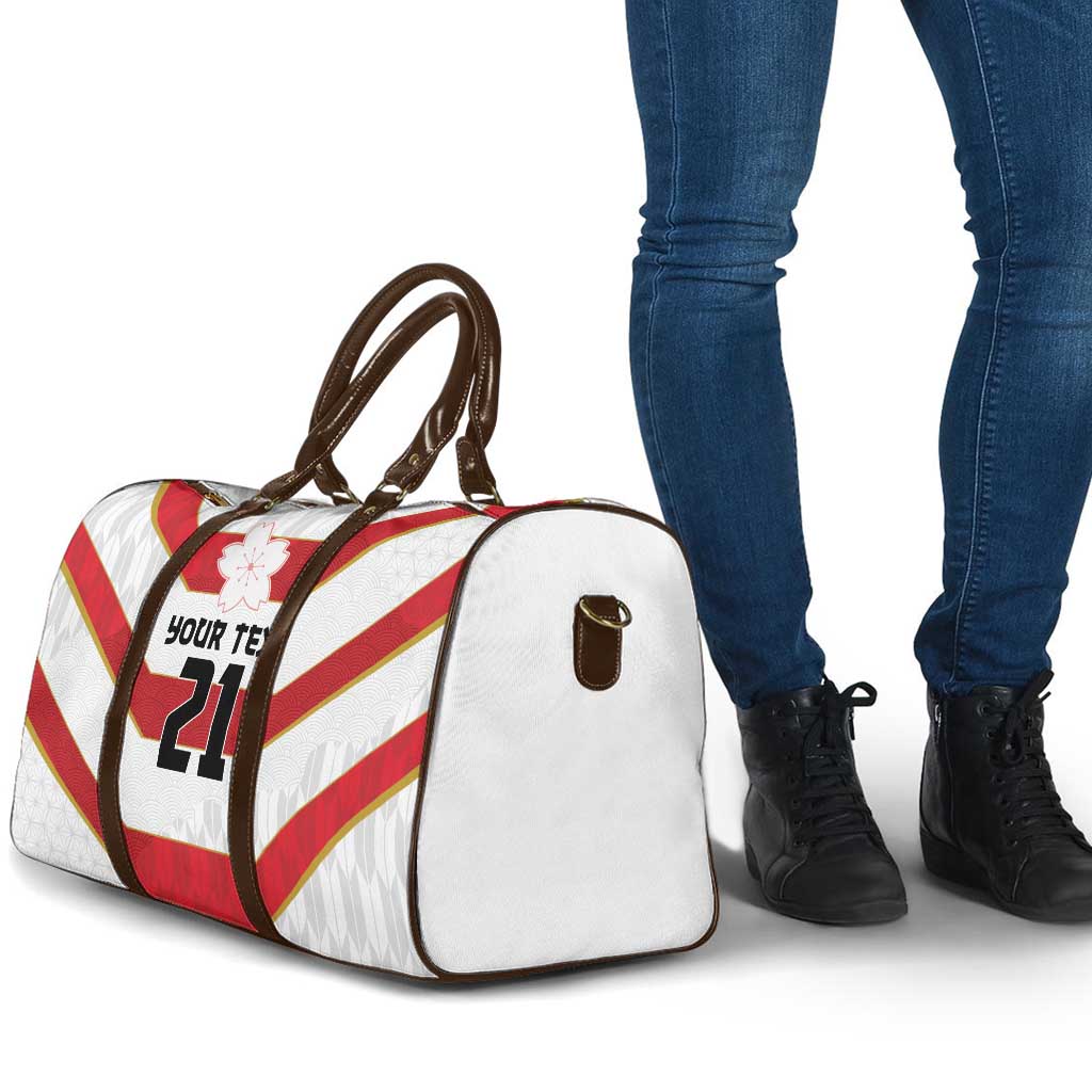 Japan Pacific Rugby 2022-23 Custom Travel Bag Red Sakura Japanese Wave Pattern - Polynesian Pride