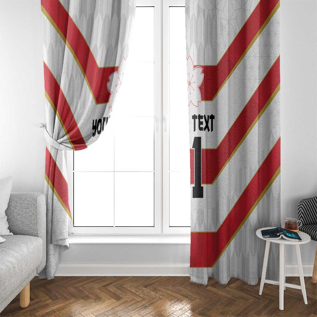Japan Pacific Rugby 2022-23 Custom Window Curtain Red Sakura Japanese Wave Pattern