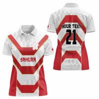 Japan Pacific Rugby 2022-23 Custom Women Polo Shirt Red Sakura Japanese Wave Pattern