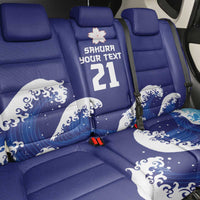 Japan Pacific Rugby Custom Back Car Seat Cover Go Sakura Japanese Wave Pattern